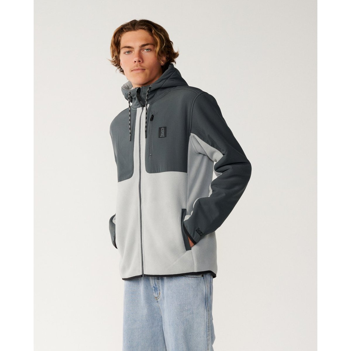 Sweat zippé à capuche SEARCH Series PANEL gris anthracite, RIP CURL
