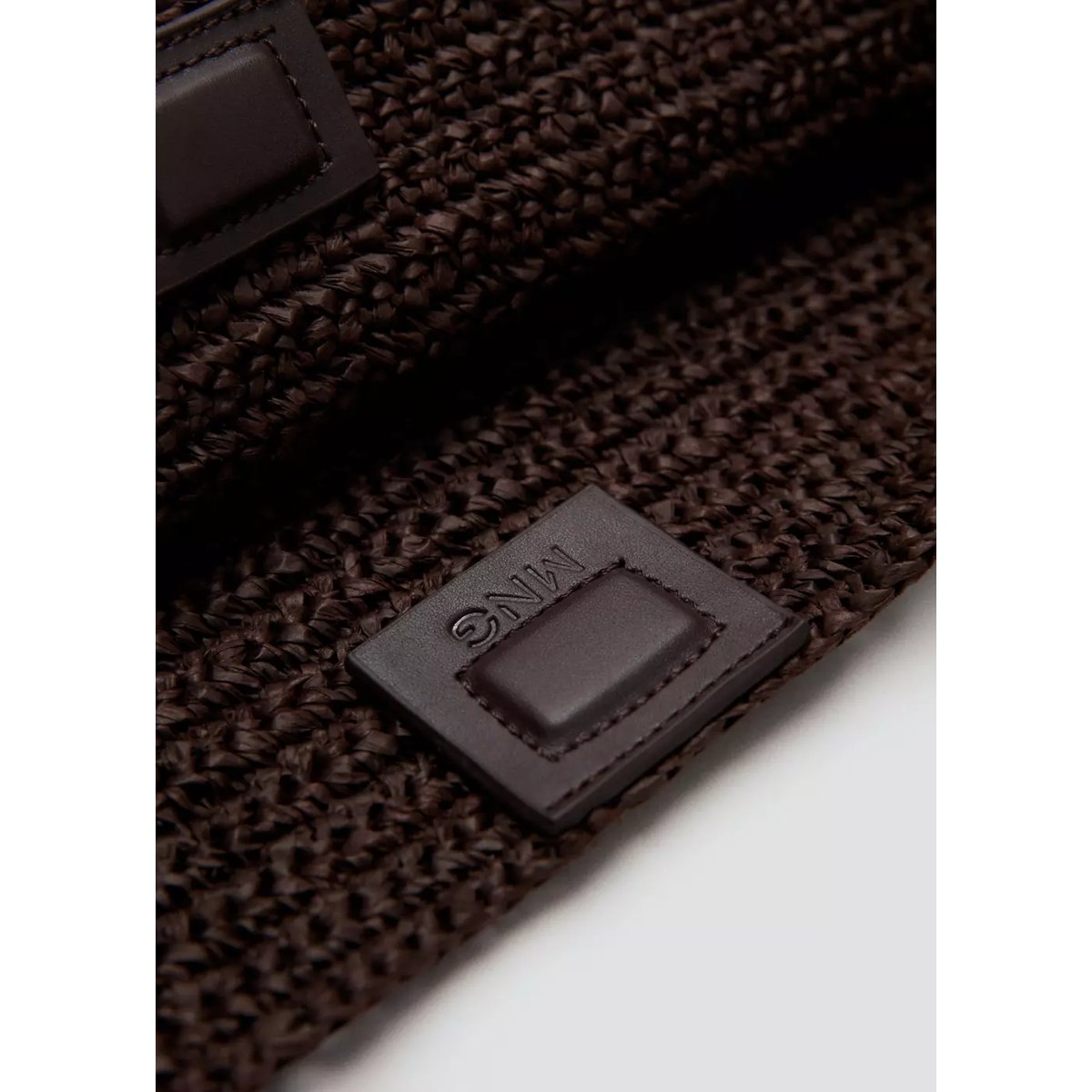 Sac shopper en fibre naturelle détail boucle chocolat, MANGO