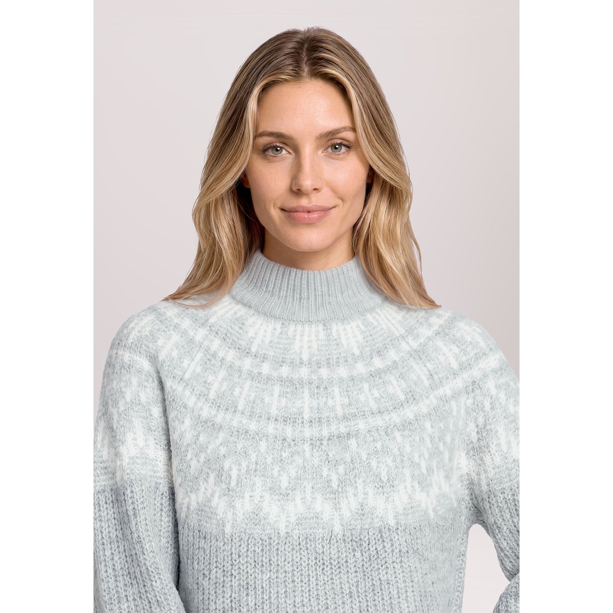 Pull-over en maille à motif jacquard gris/blanc, BETTY & CO