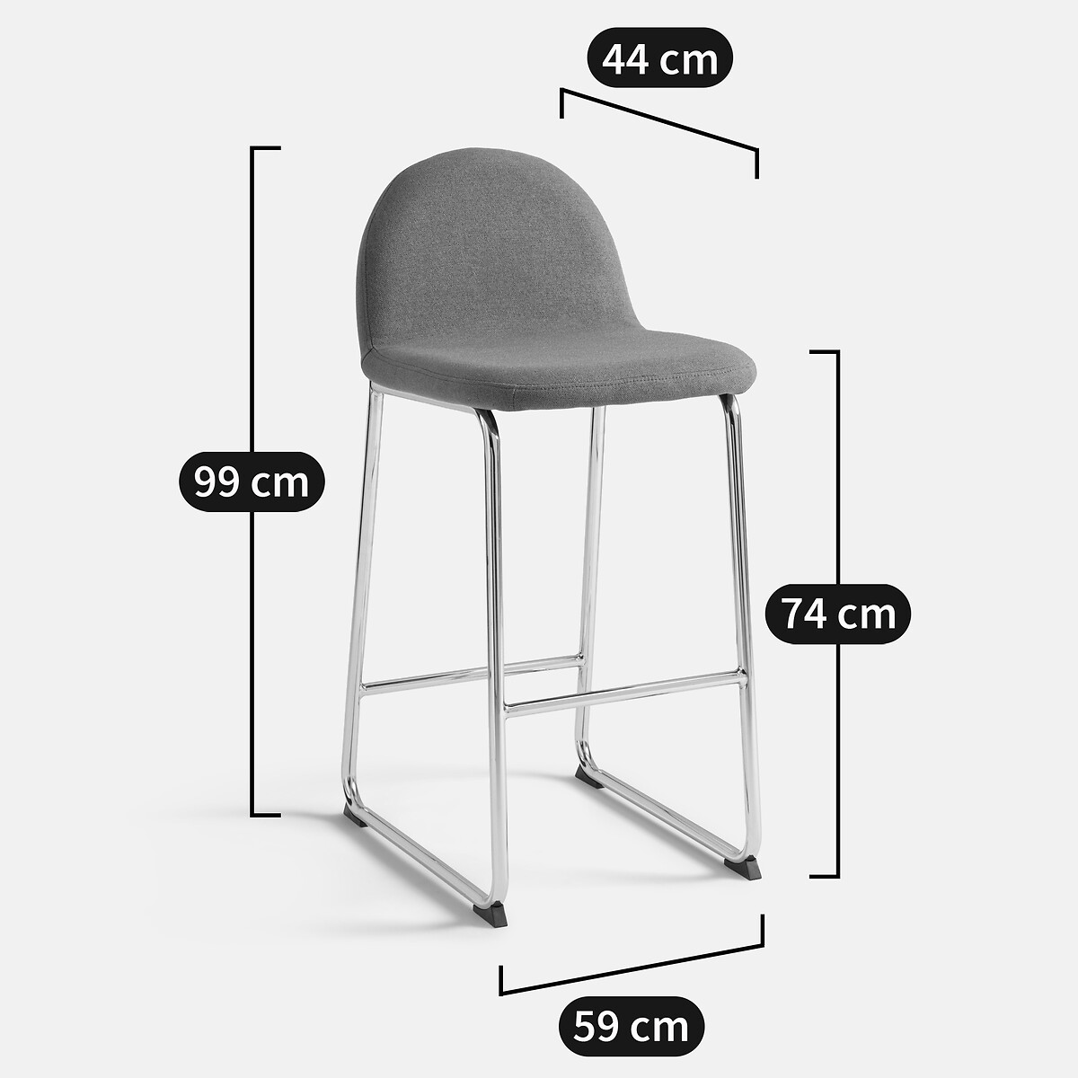 Chaise de bar, pieds chrome, Marsso vert, LA REDOUTE INTERIEURS