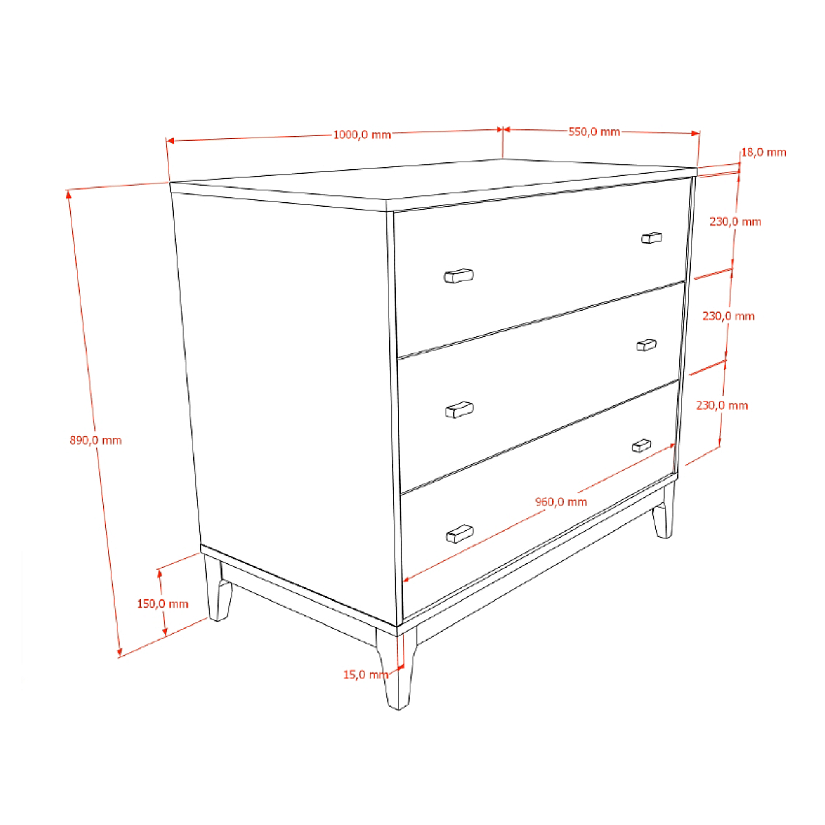 Ensemble Chambre ilyas commode + plan à langer non communiqué, VIPACK