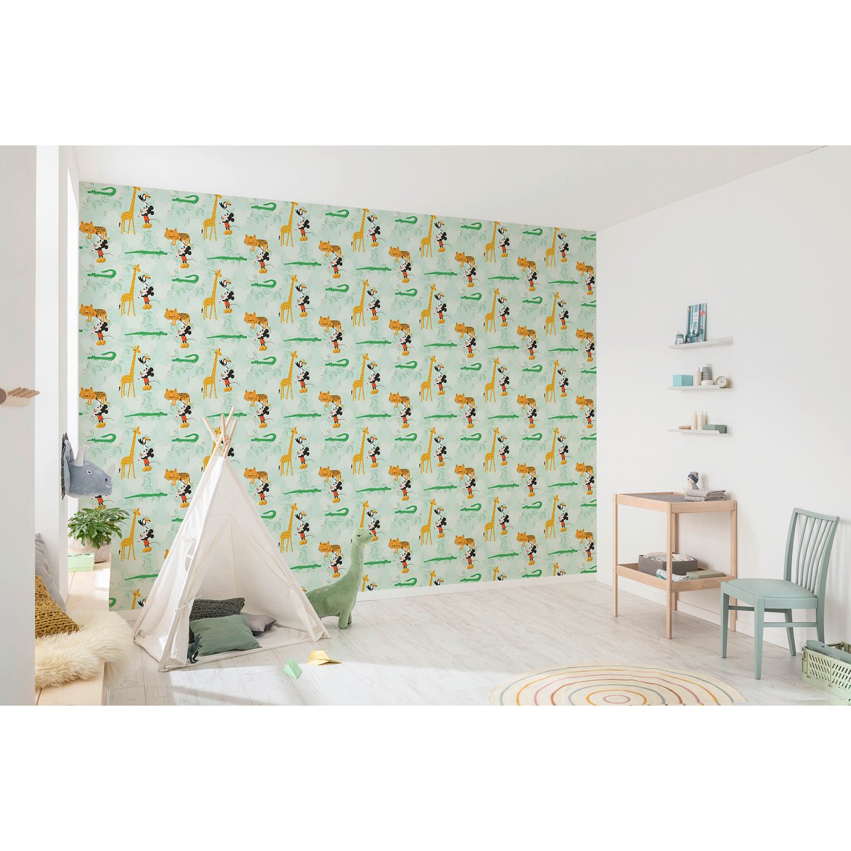 Papier peint  Komar - Mickey Doodle Zoo - Rouleau: 53 x 1005 cm multicolore, HEXOA