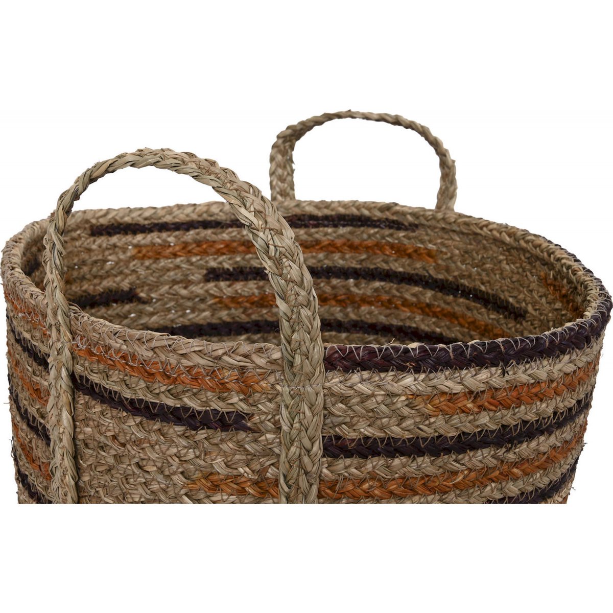 Paniers en fibre tressée, BOHO (lot de 3) brun naturel tressé avec nuances de couleur, RECOLLECTION
