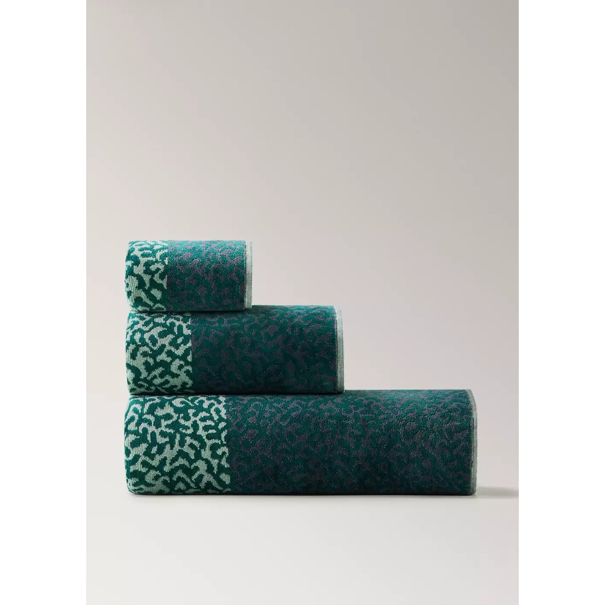 Drap de bain coton bouclette jacquard animal vert d´eau, MANGO HOME