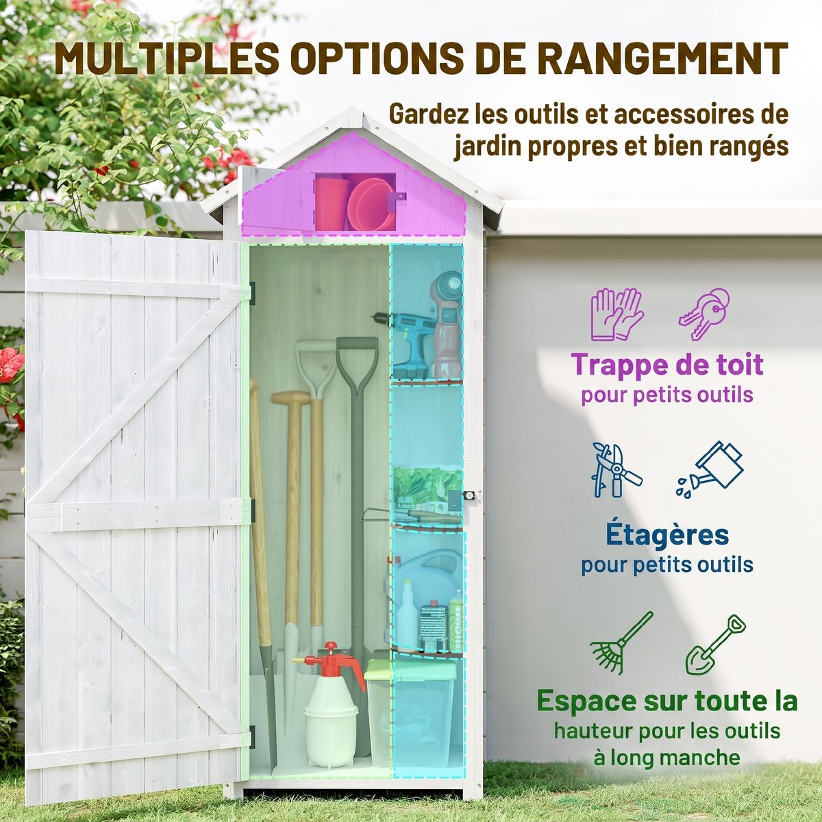 Abri de jardin Bois Gris clair gris clair, OUTSUNNY