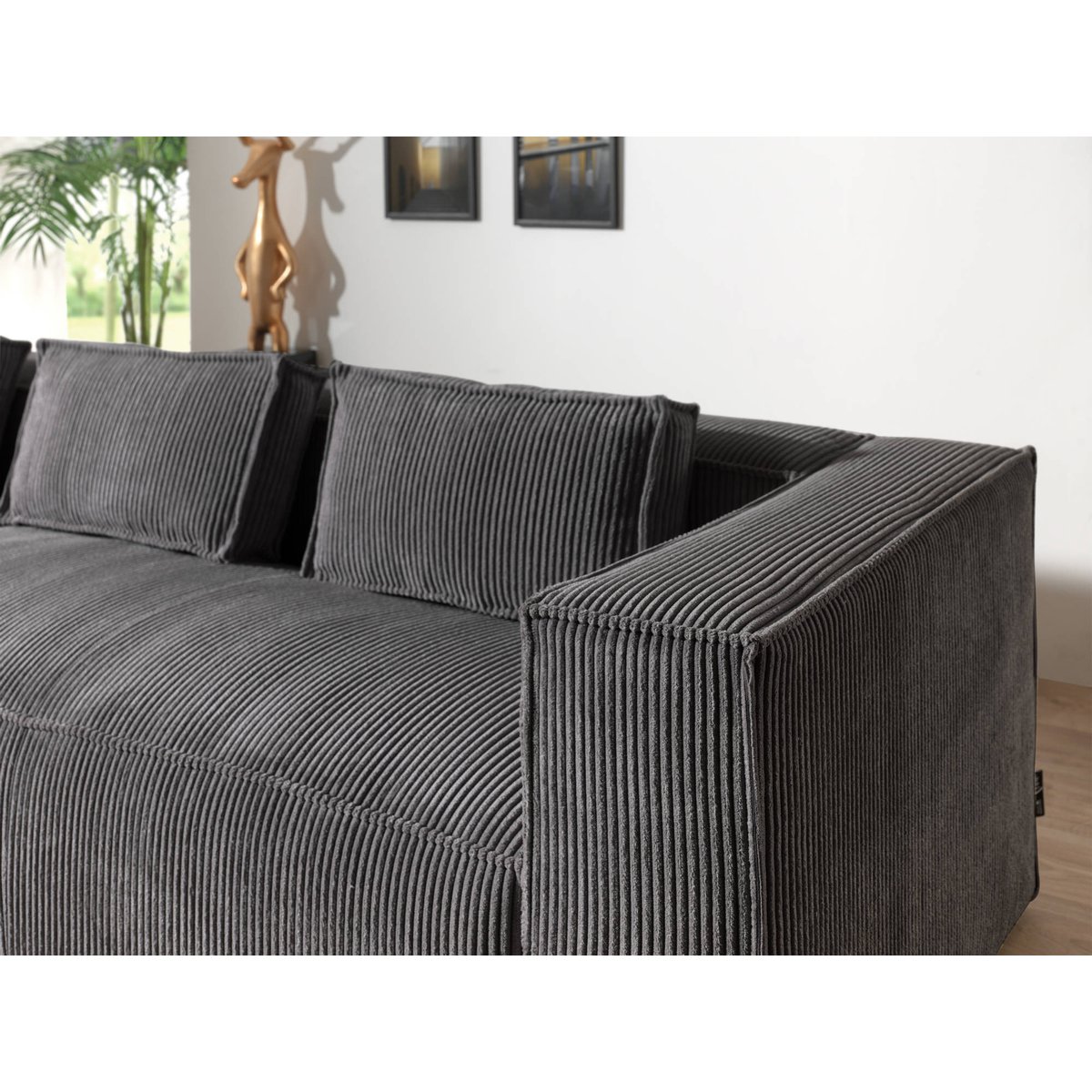 Canapé d'Angle gauche 4 places - STELLA gris foncé, BEST MOBILIER
