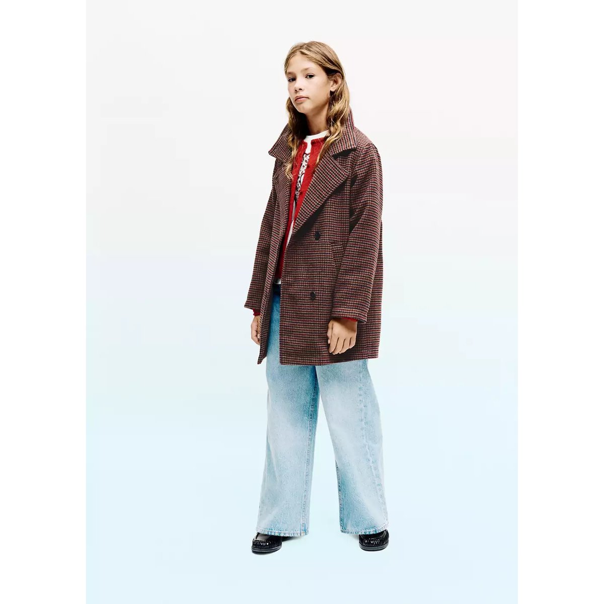Manteau pied-de-coq marron, MANGO KIDS