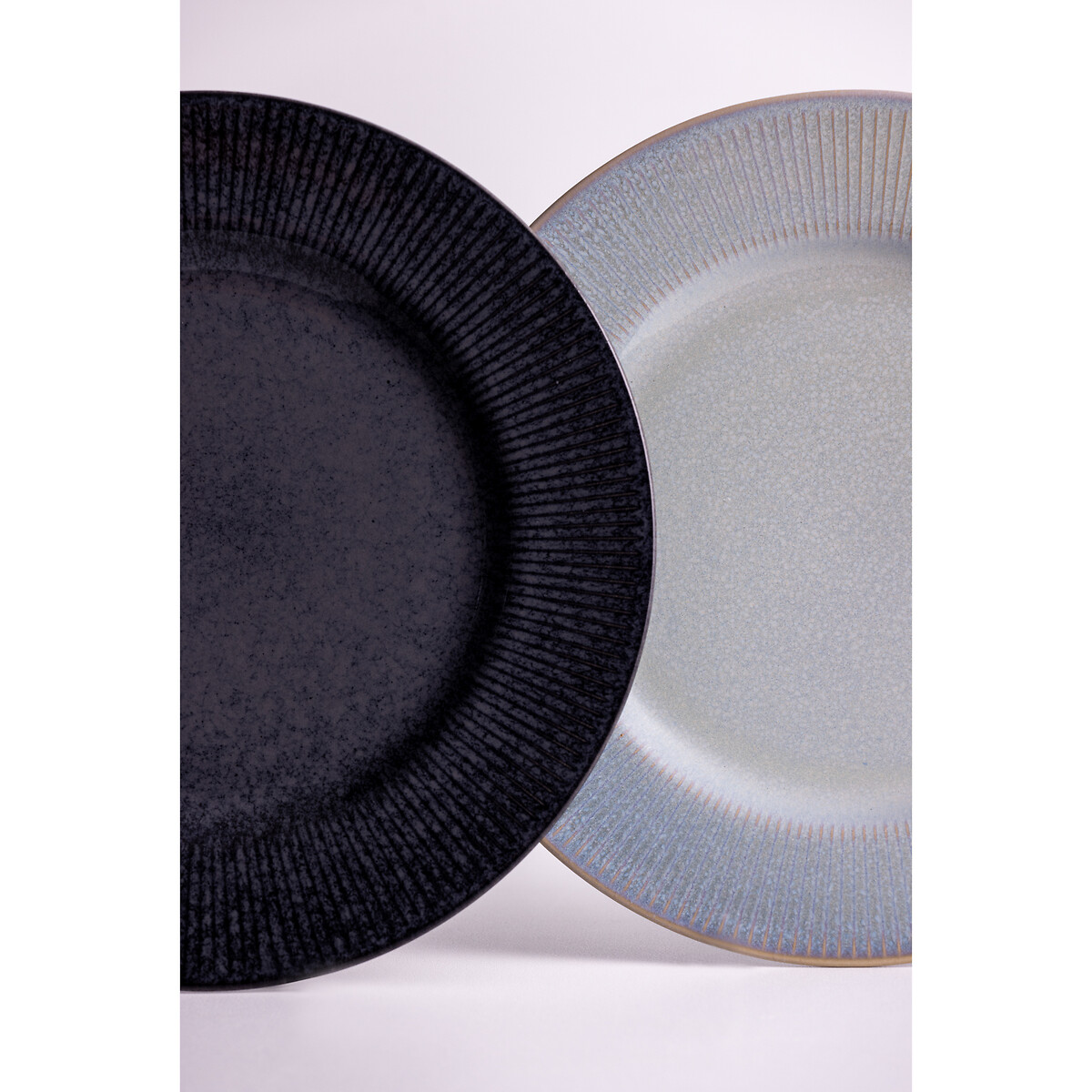 Set of 4 Reactive Linear Dinner Plates black, MASON CASH