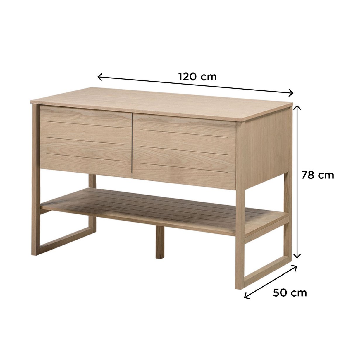 Meuble double +vasque +miroir ATOLL bois clair, MOB IN
