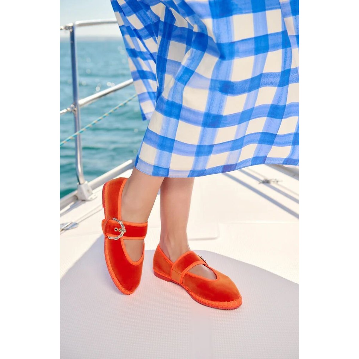 Lady Sophie Velour Ballet Pumps orange, FLABELUS
