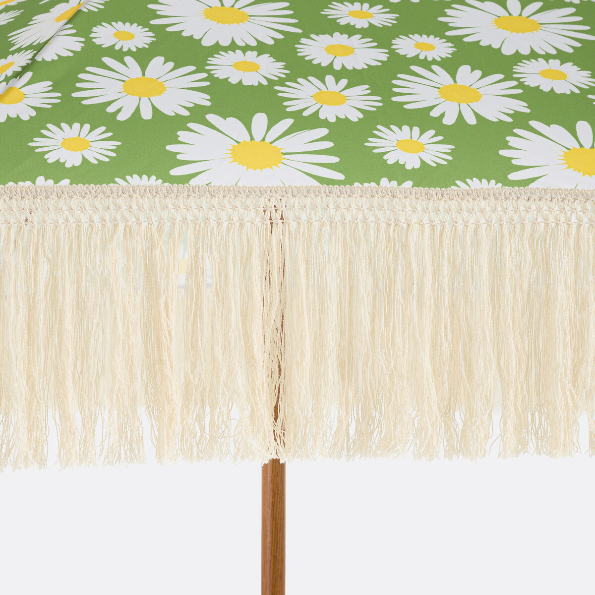 Sombrilla estampada con flecos, Larna verde/blanco, LA REDOUTE INTERIEURS