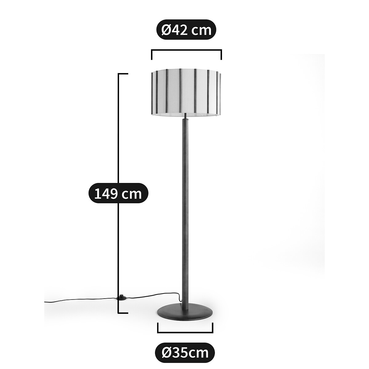 Lampadaire en hévéa et lin, Vintela marron, LA REDOUTE INTERIEURS