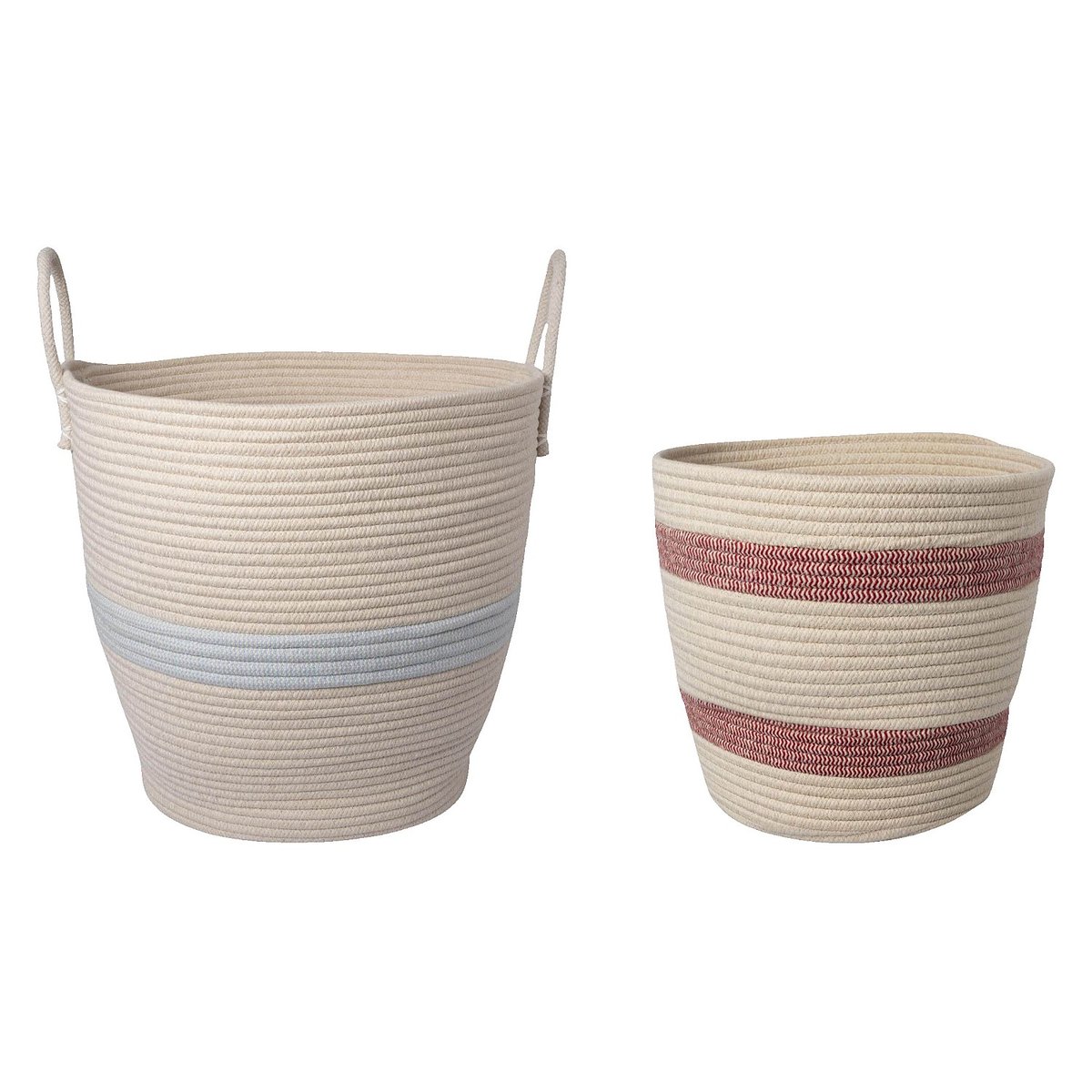 Panier coton AURIANE bleu ciel, beige, multicolore, HABITAT