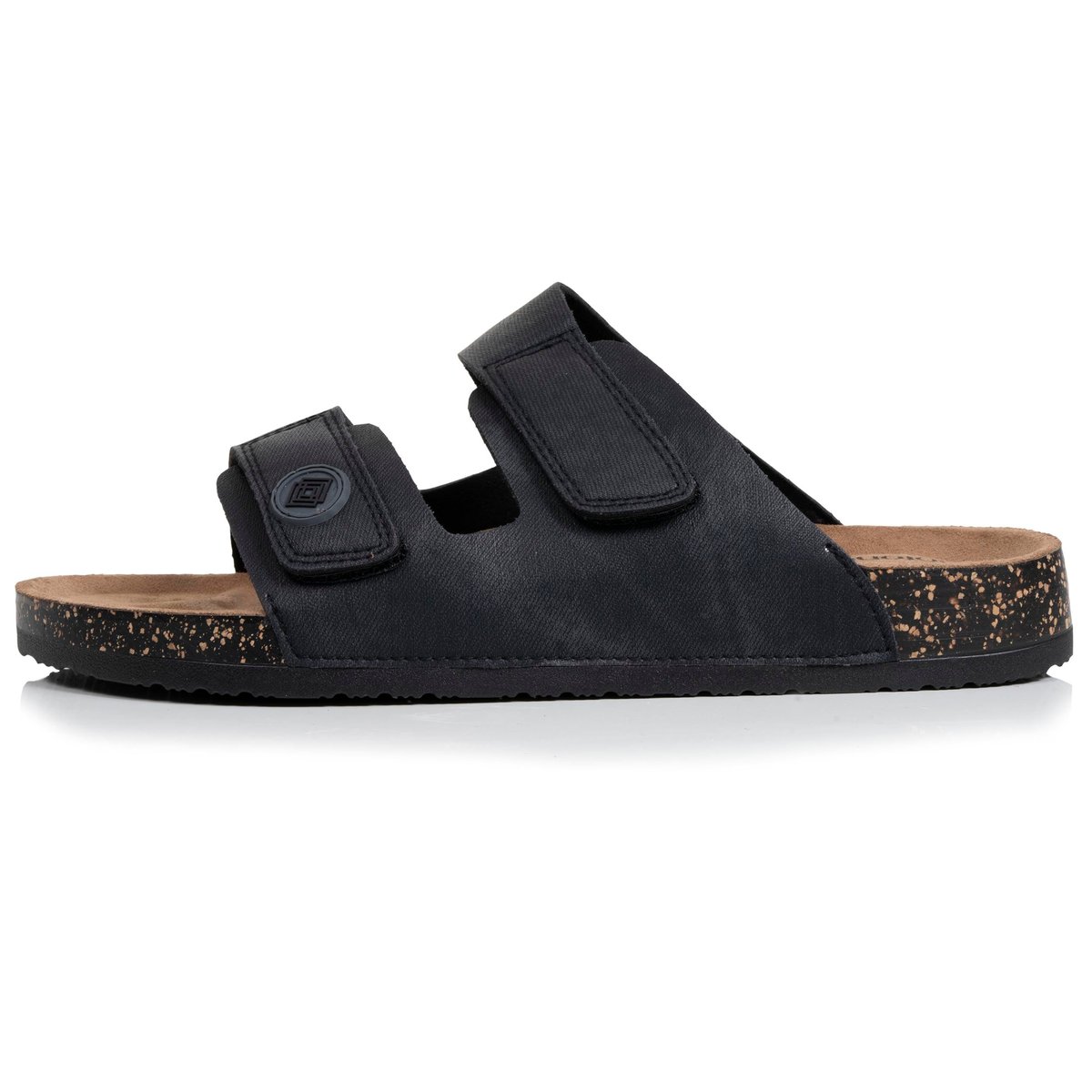 Sandales à doubles bride scratch, semelle intérieur patch talon ultra confortables noir, ISOTONER