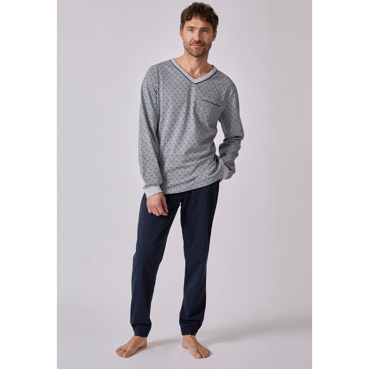 Pyjama forme jogging gris graphique, DAMART