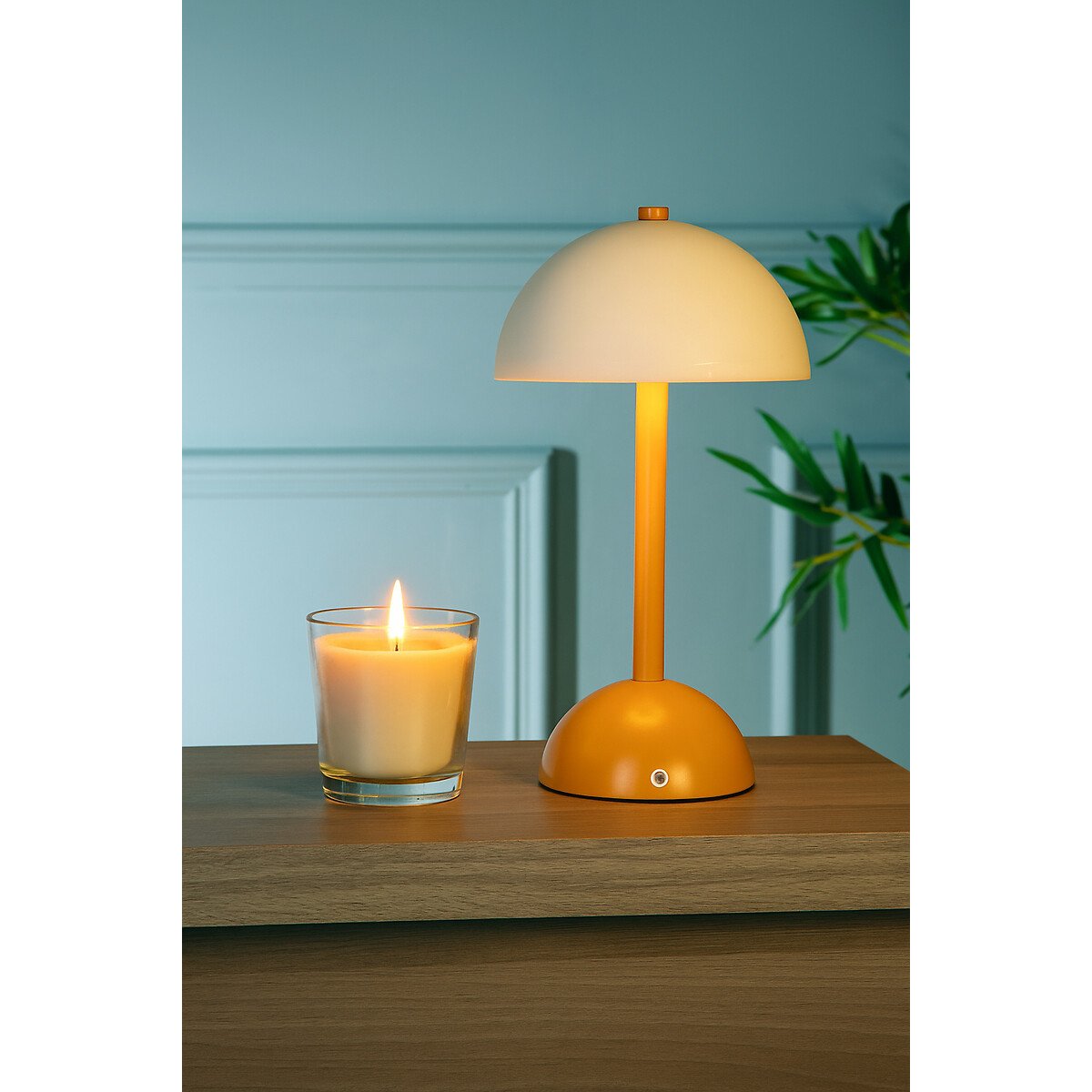 Marlin Rechargeable Glass Dome Shade Table Lamp yellow, SO'HOME