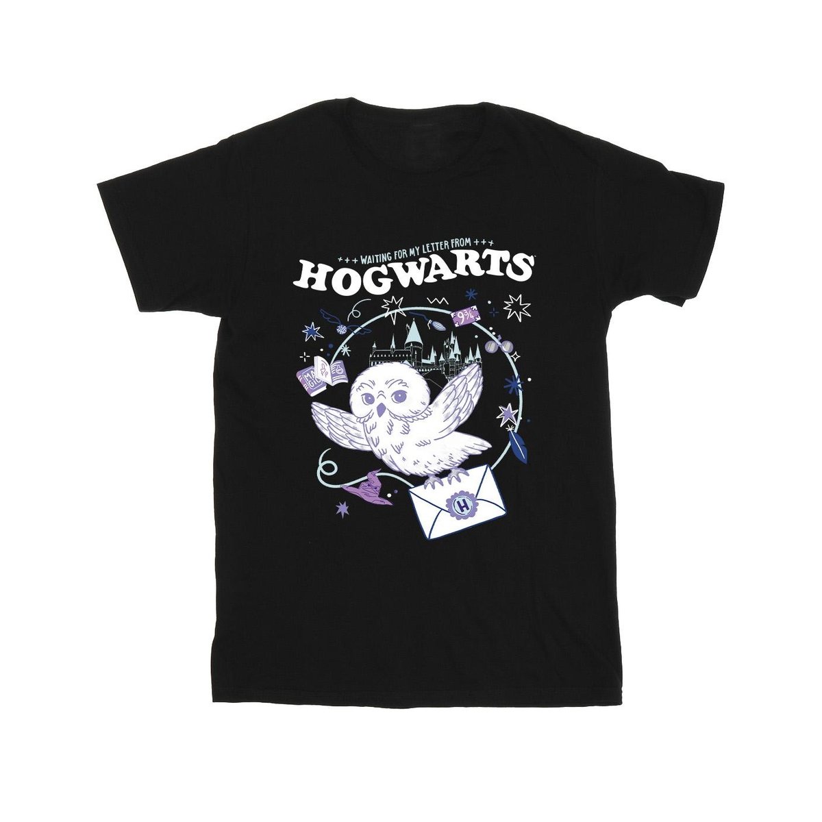 T-shirt LETTER FROM HOGWARTS noir, HARRY POTTER