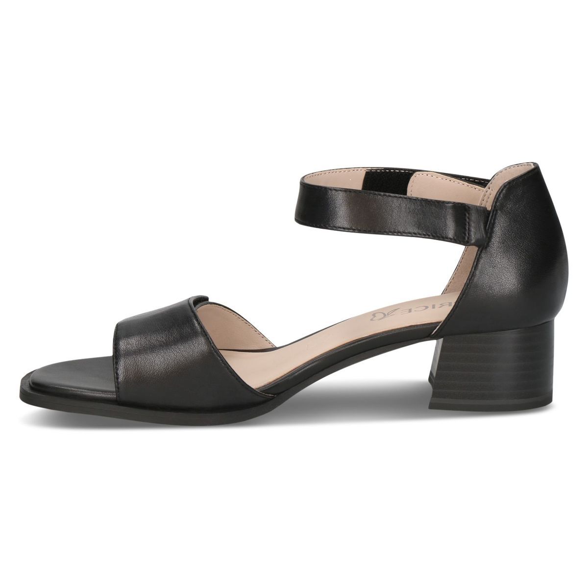 Sandale à talon en cuir noir nappa, CAPRICE