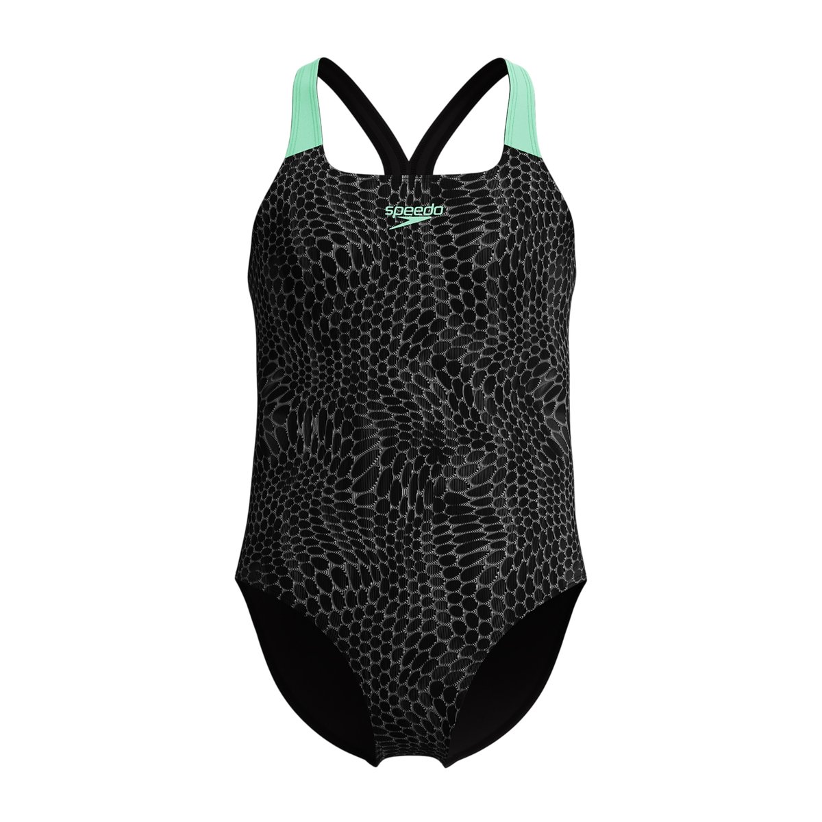 Maillot de bain 1 pièce motif/style imprimé serpent noir / vert, SPEEDO