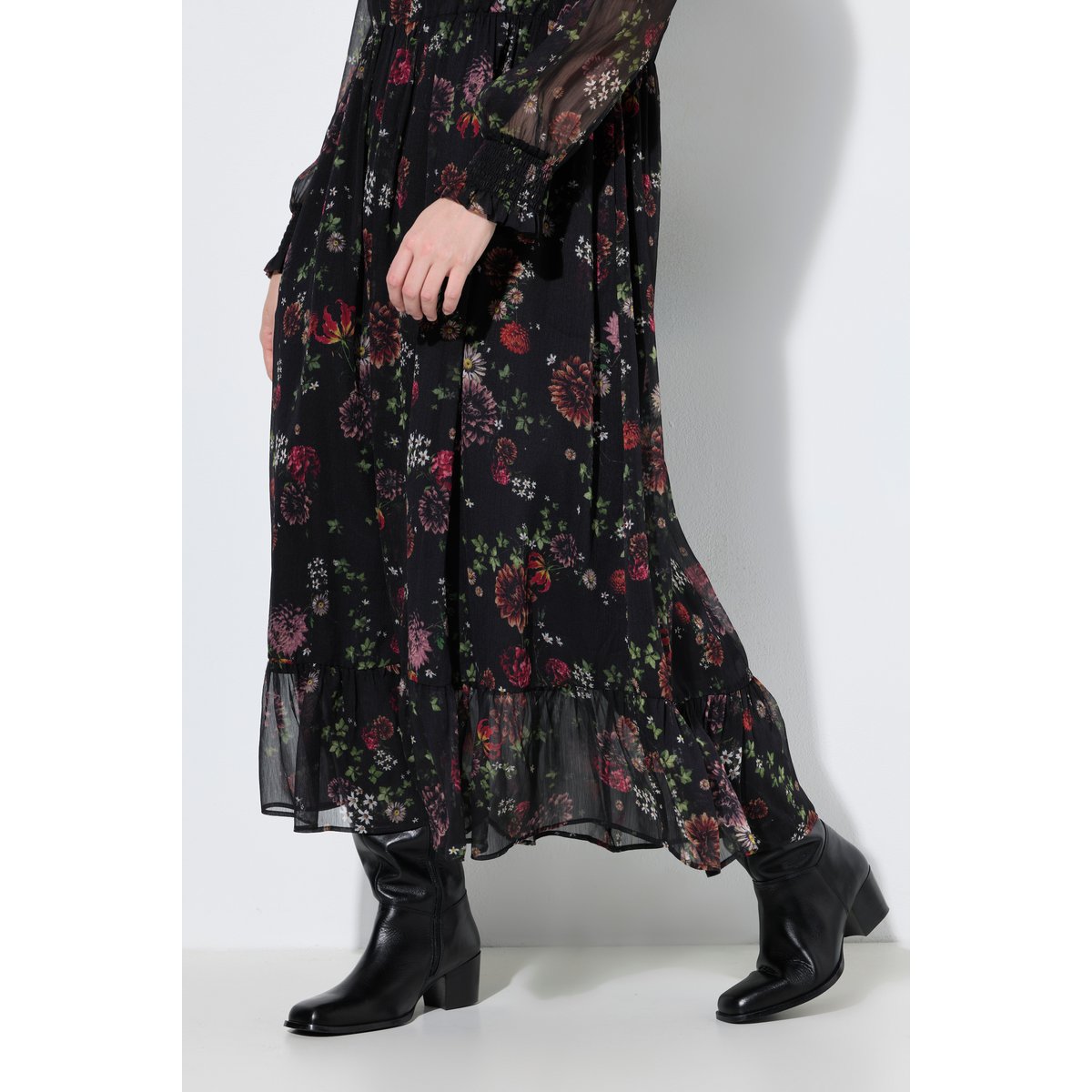 Robe maxi mousseline noir, ULLA POPKEN
