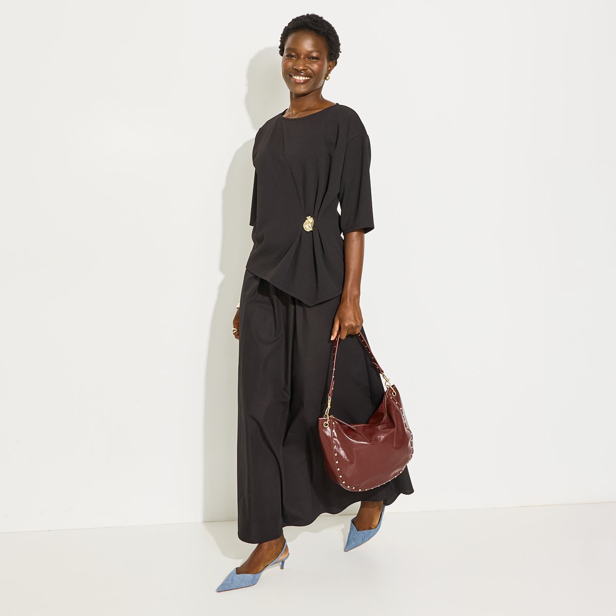 Blouse fluide drapée noir, GRAIN DE MALICE