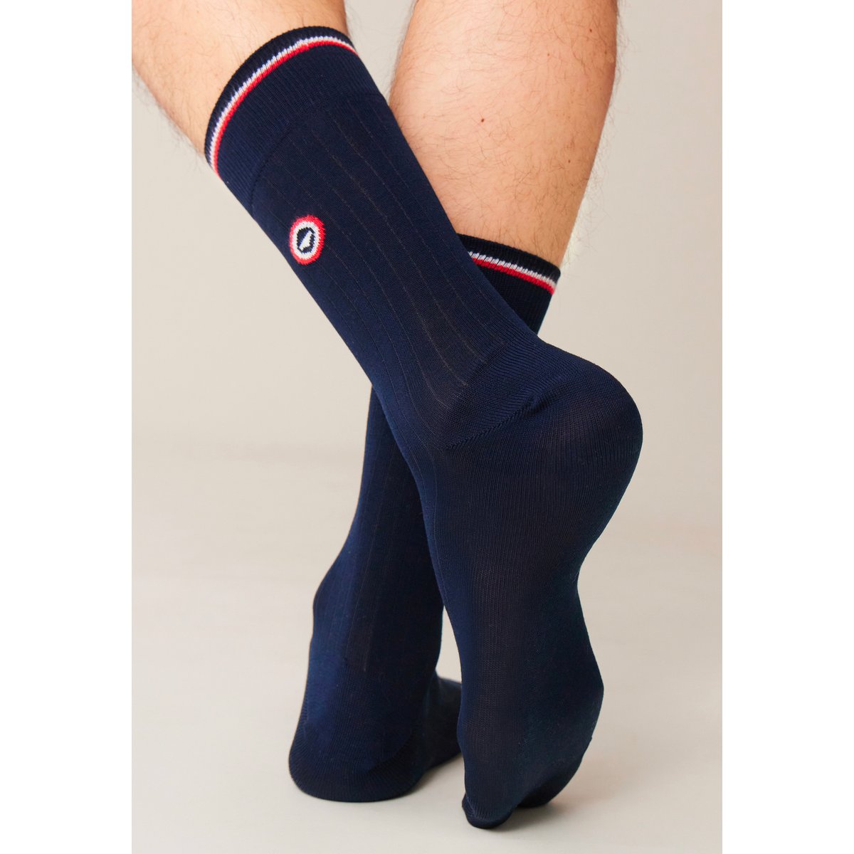 Lot de 2 chaussettes mi-hautes en fil d'Écosse Nessy marine acier, LE SLIP FRANCAIS
