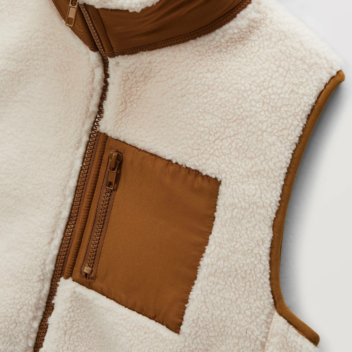 Veste sans manches uni en sherpa ecru, MONOPRIX