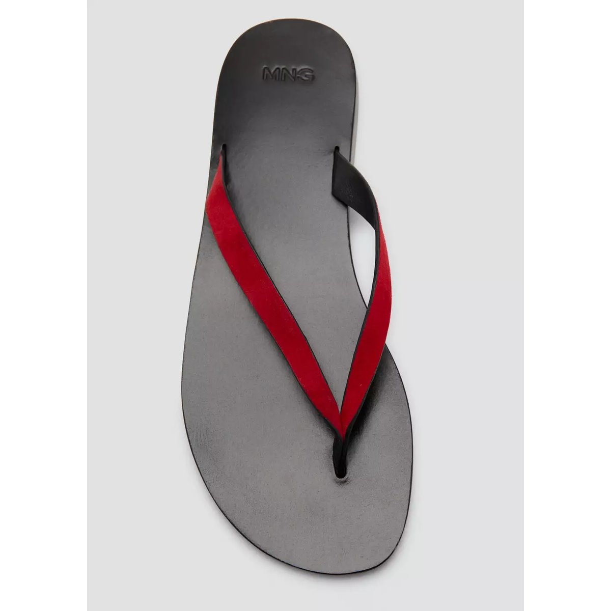 Sandales à lanières cuir rouge, MANGO