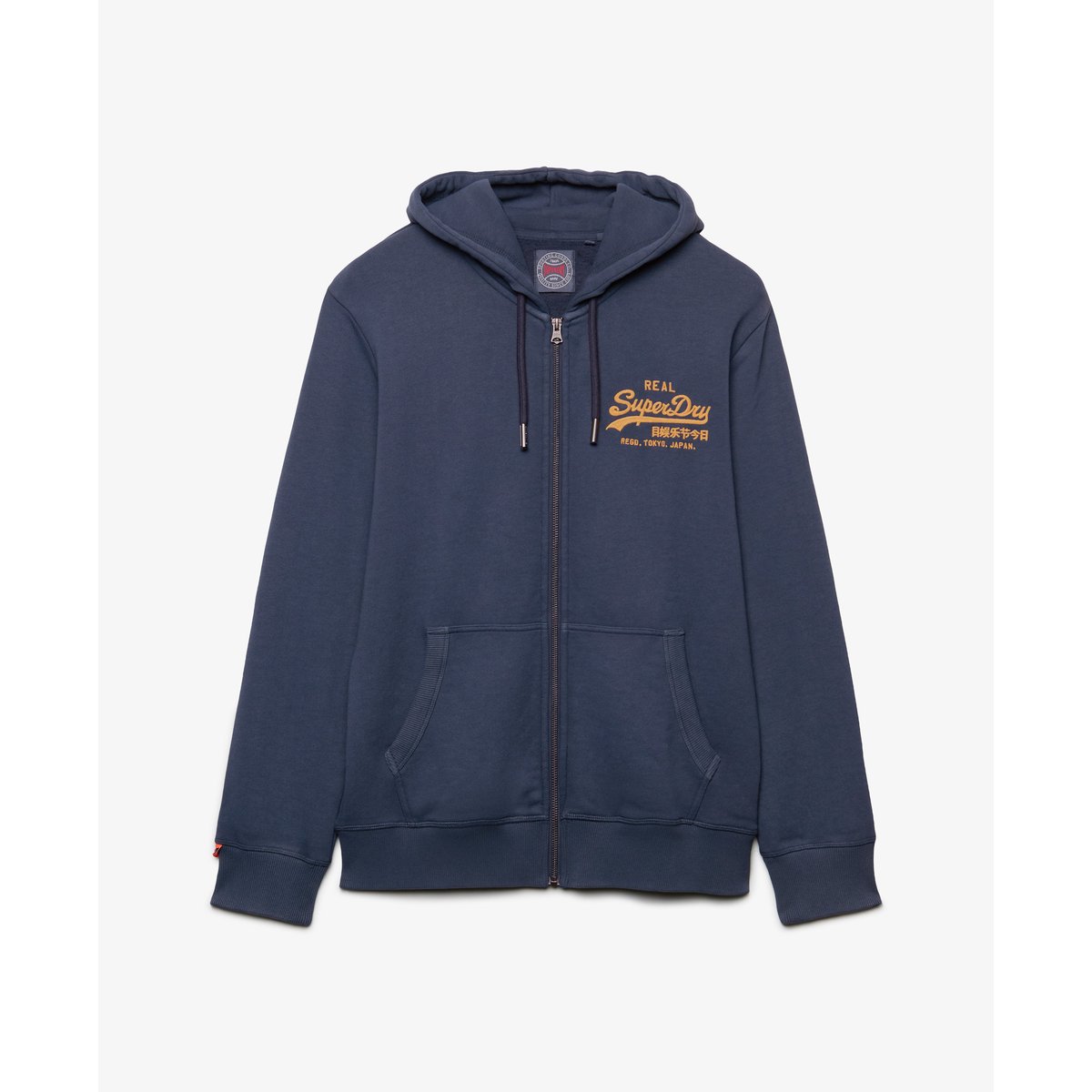 Sweat zippé à capuche Vintage Logo coupe décontractée bleu marine standard, SUPERDRY