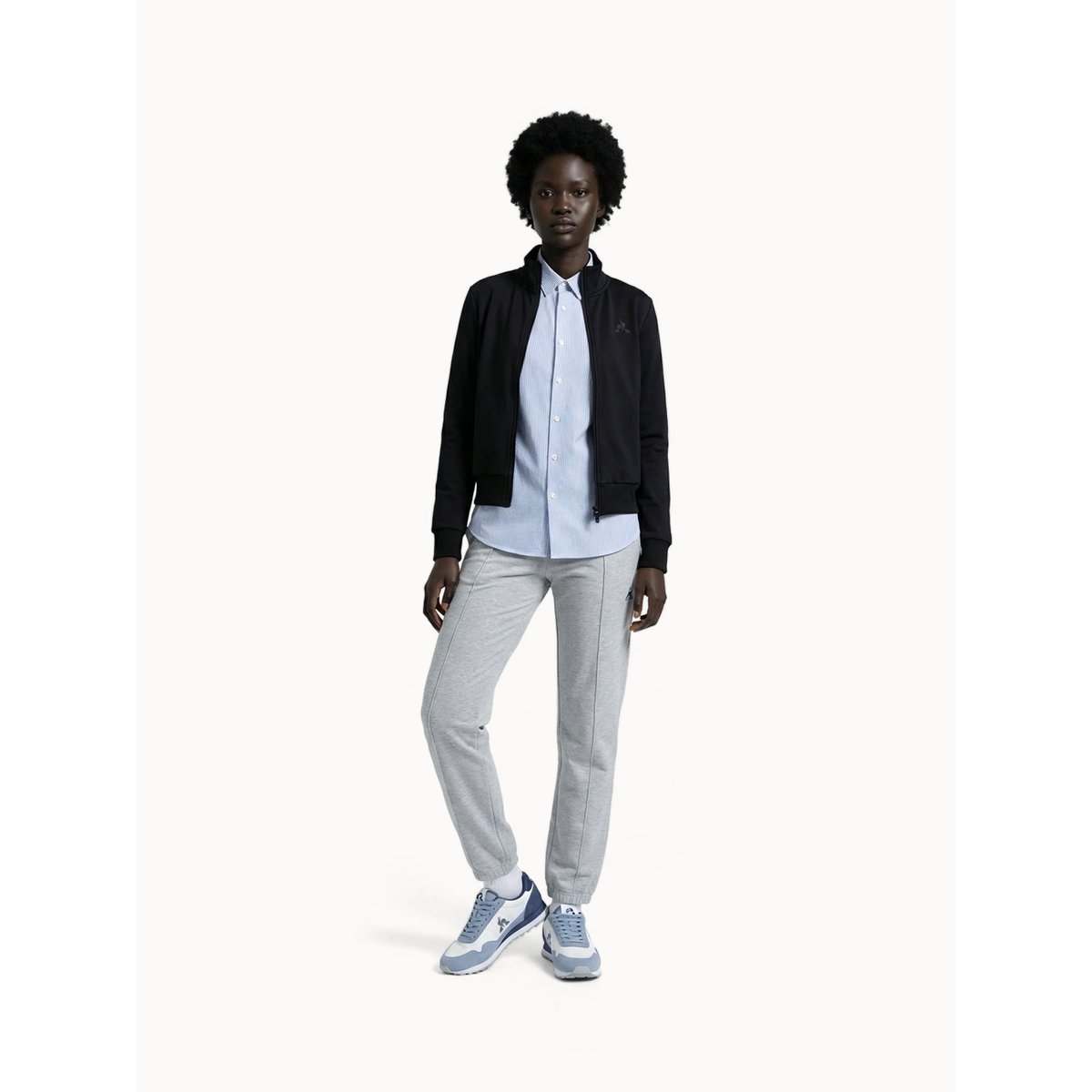 Pantalon large Essentiel en molleton léger Essentiels ton/ton gris chiné clair, LE COQ SPORTIF