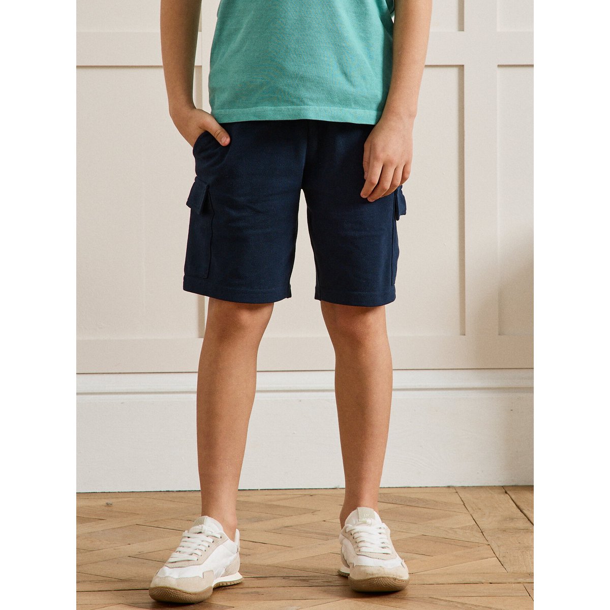 Short en maille piquée  - coton biologique marine, CYRILLUS