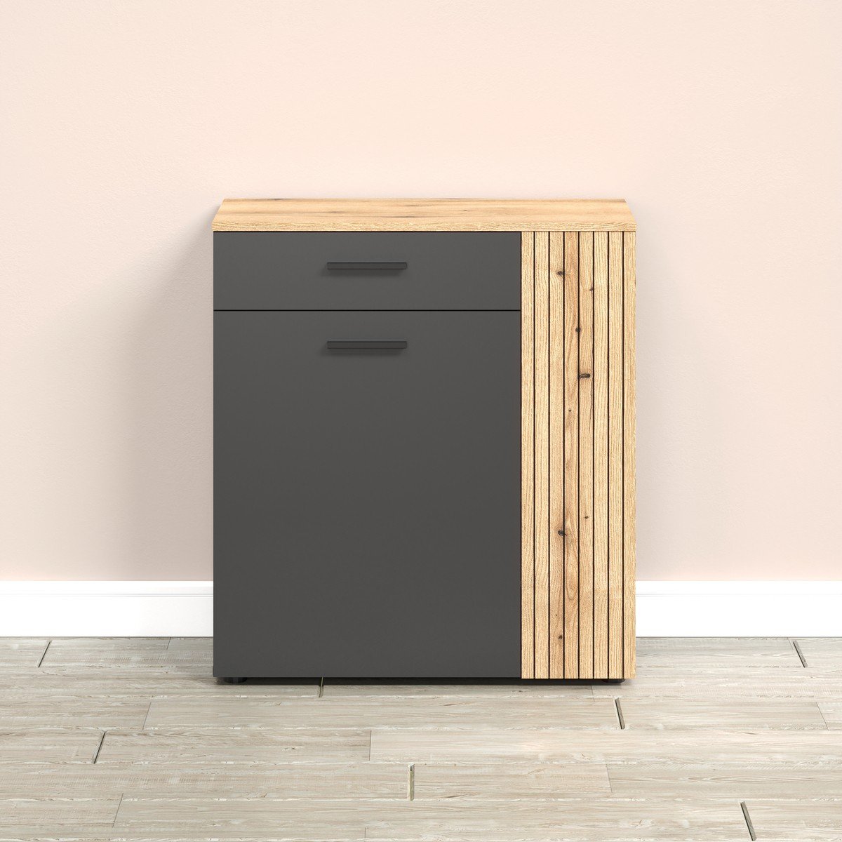 Buffet haut 2 portes et 1 tiroir L80 cm - ESTEBAN gris anthracite, CALICOSY