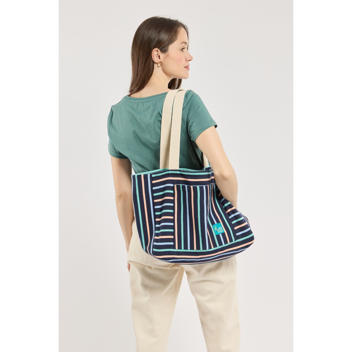 Grand sac rayé - coton épais marine deep/ placid blue/, ARMOR-LUX