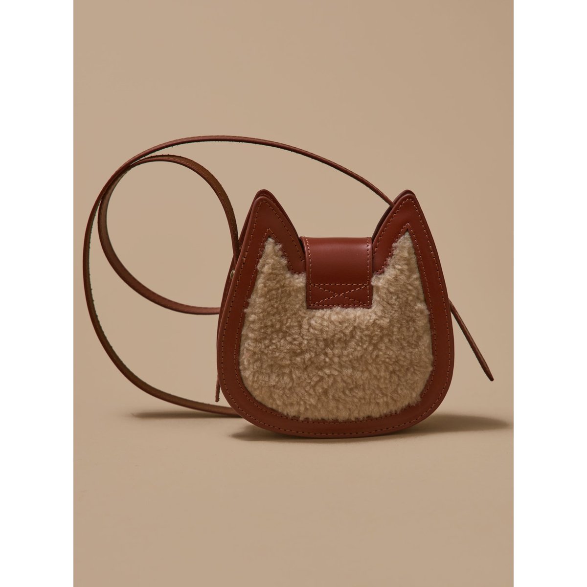 Sac écureuil cuir et sherpa ecru, CYRILLUS