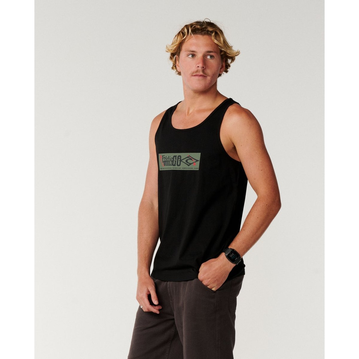 Débardeur EDDIE WOULD GO Sticker noir, RIP CURL