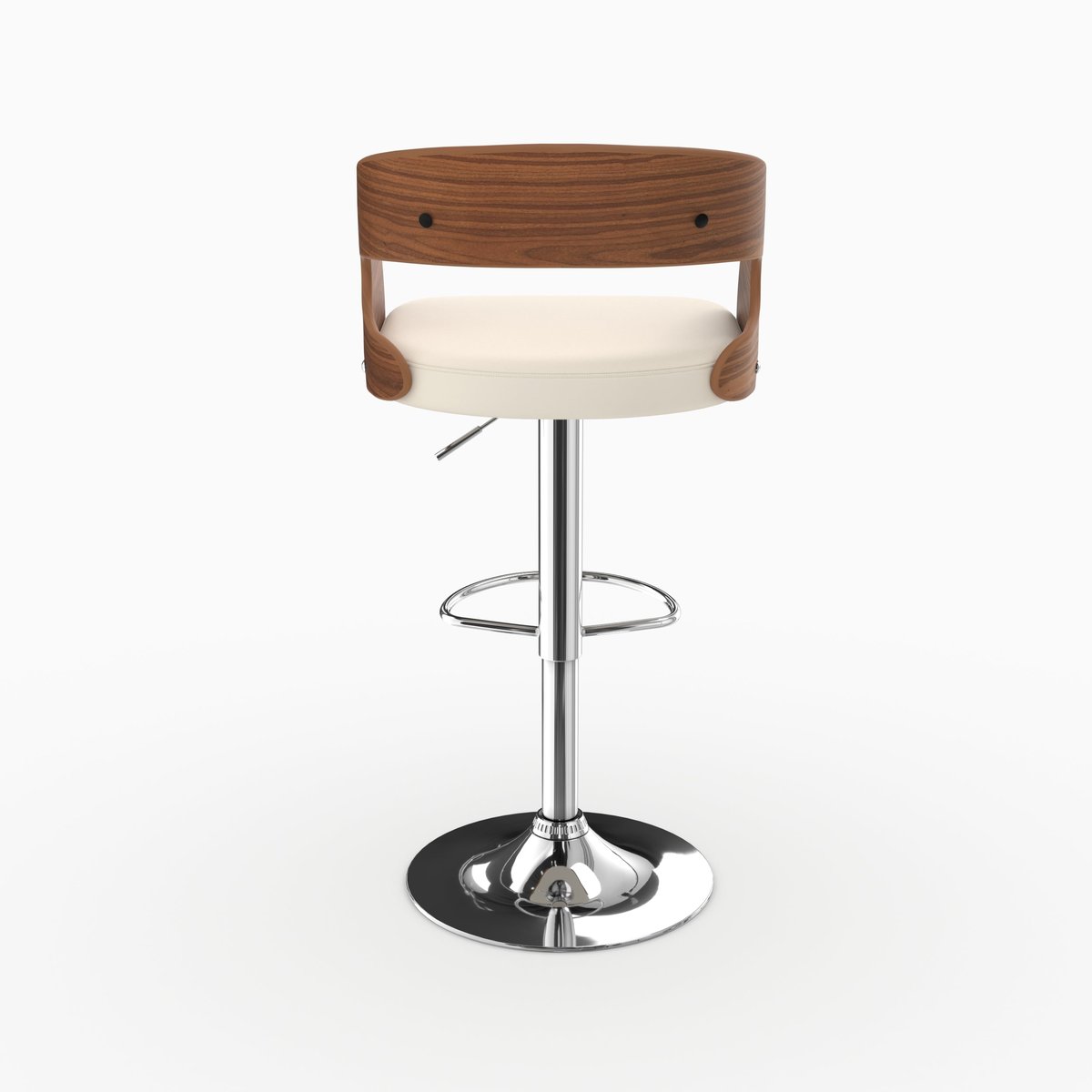 Chaise de bar réglable 62/84 cm en cuir synthétique - LOUIS blanc, MAISON PAVANE