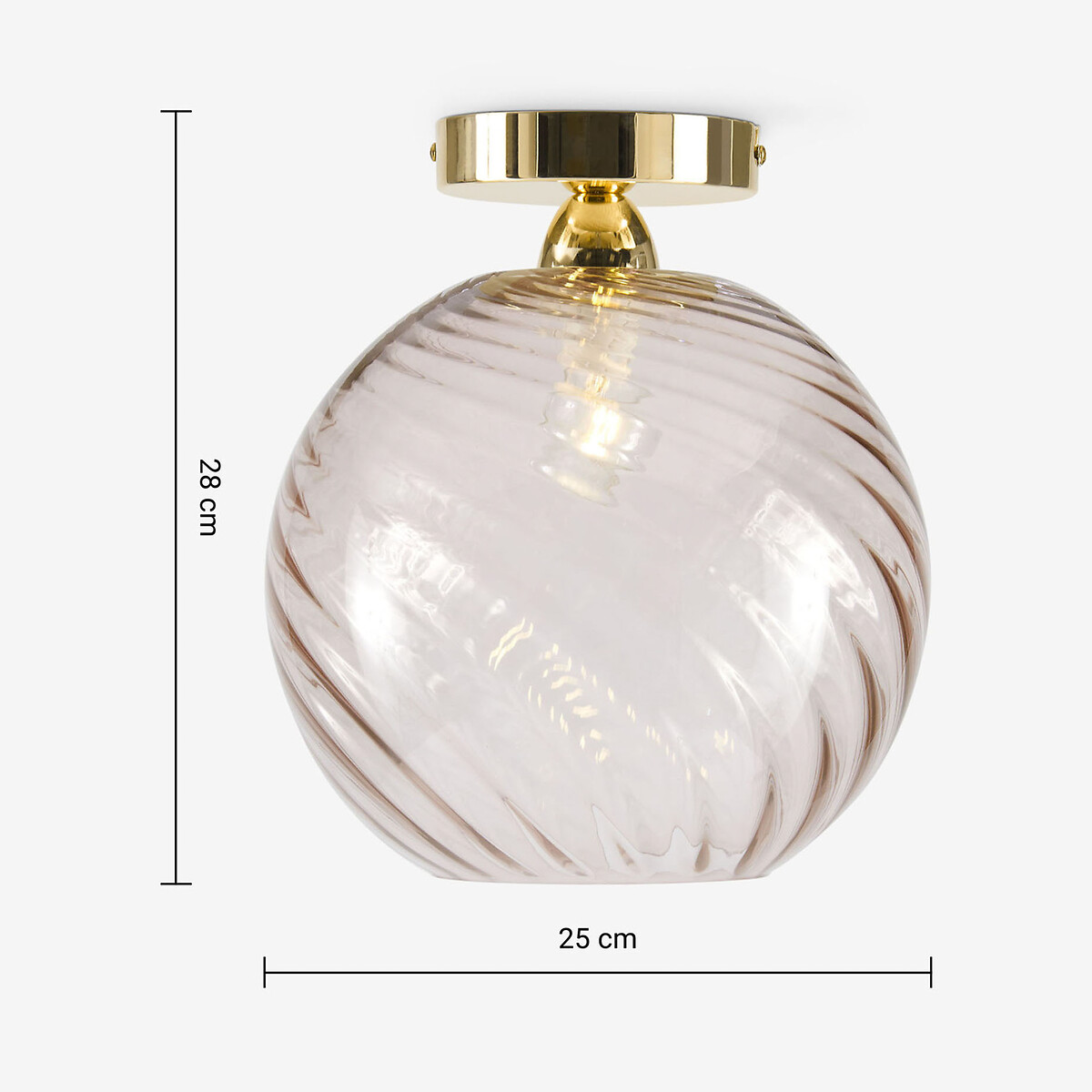 MADE.COM Ilaria Swirl Glass Flush Ceiling Light pink, MADE