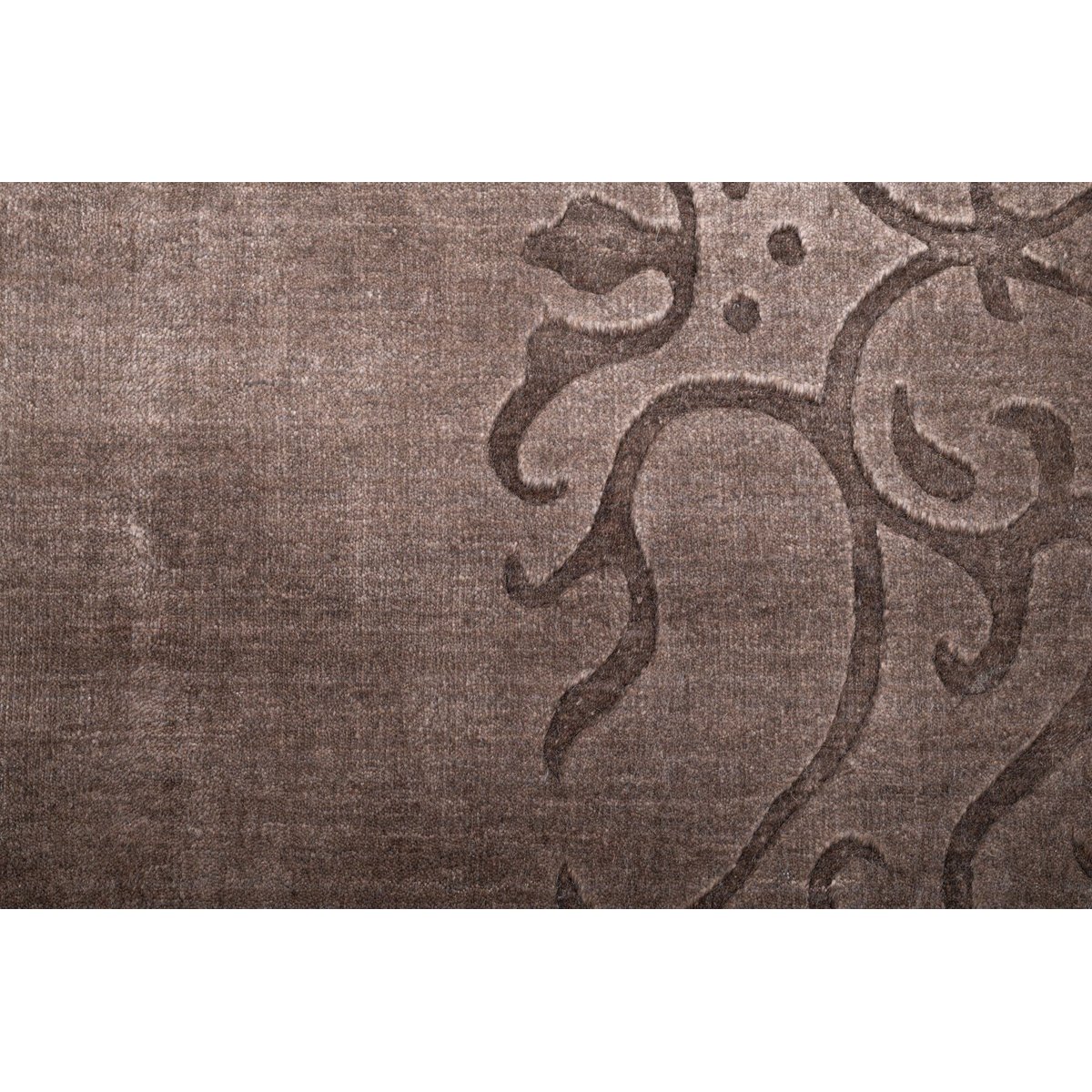 Tapis tissé main en viscose et laine vierge marron, THEKO