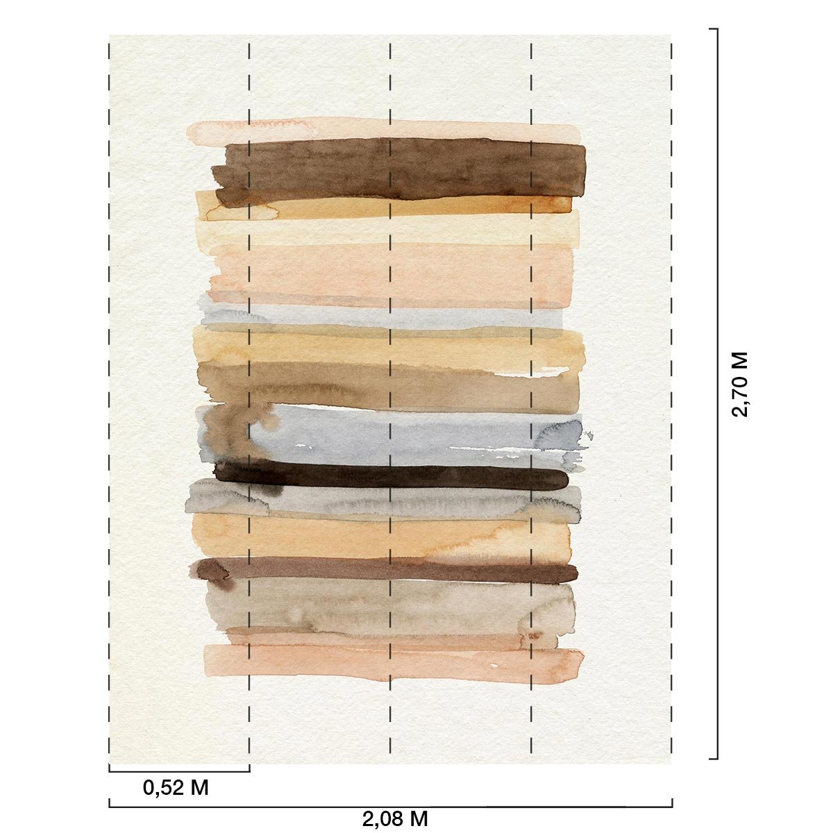 Papier peint graphique aquarelle terracotta intissé, HEXOA