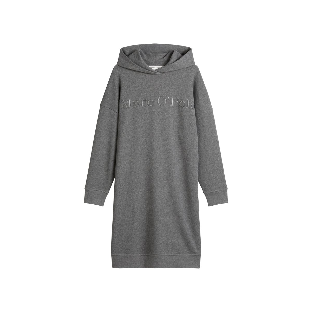 Robe à capuche avec logo relaxed en pur coton bio gris, MARC O'POLO