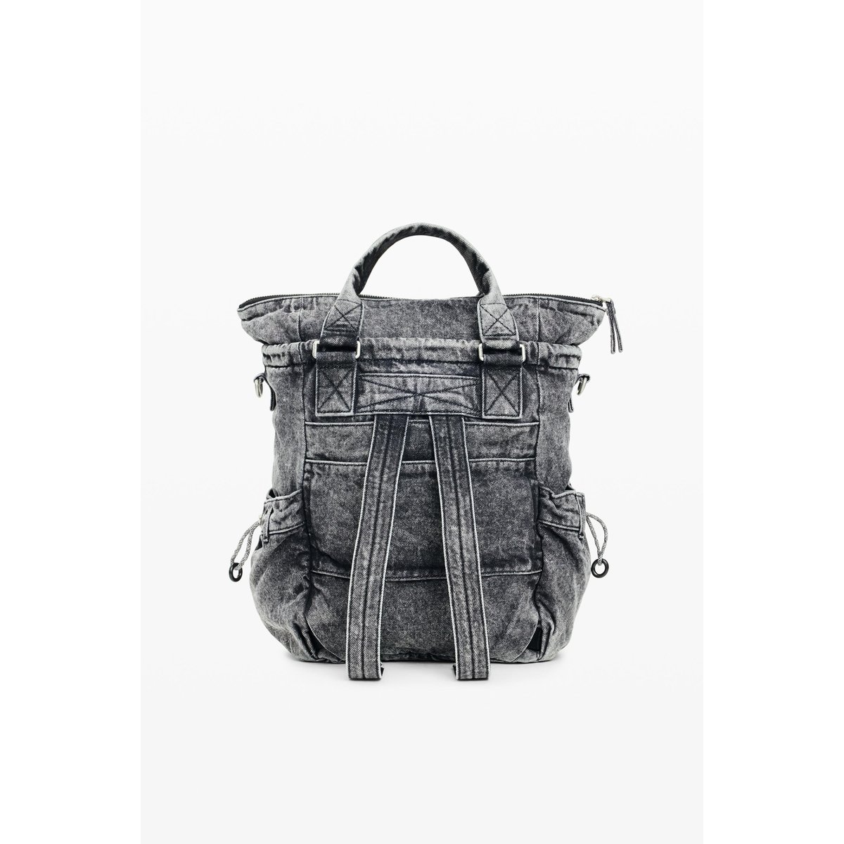 sac à dos multiposition en denim de taille moyenne noir, DESIGUAL