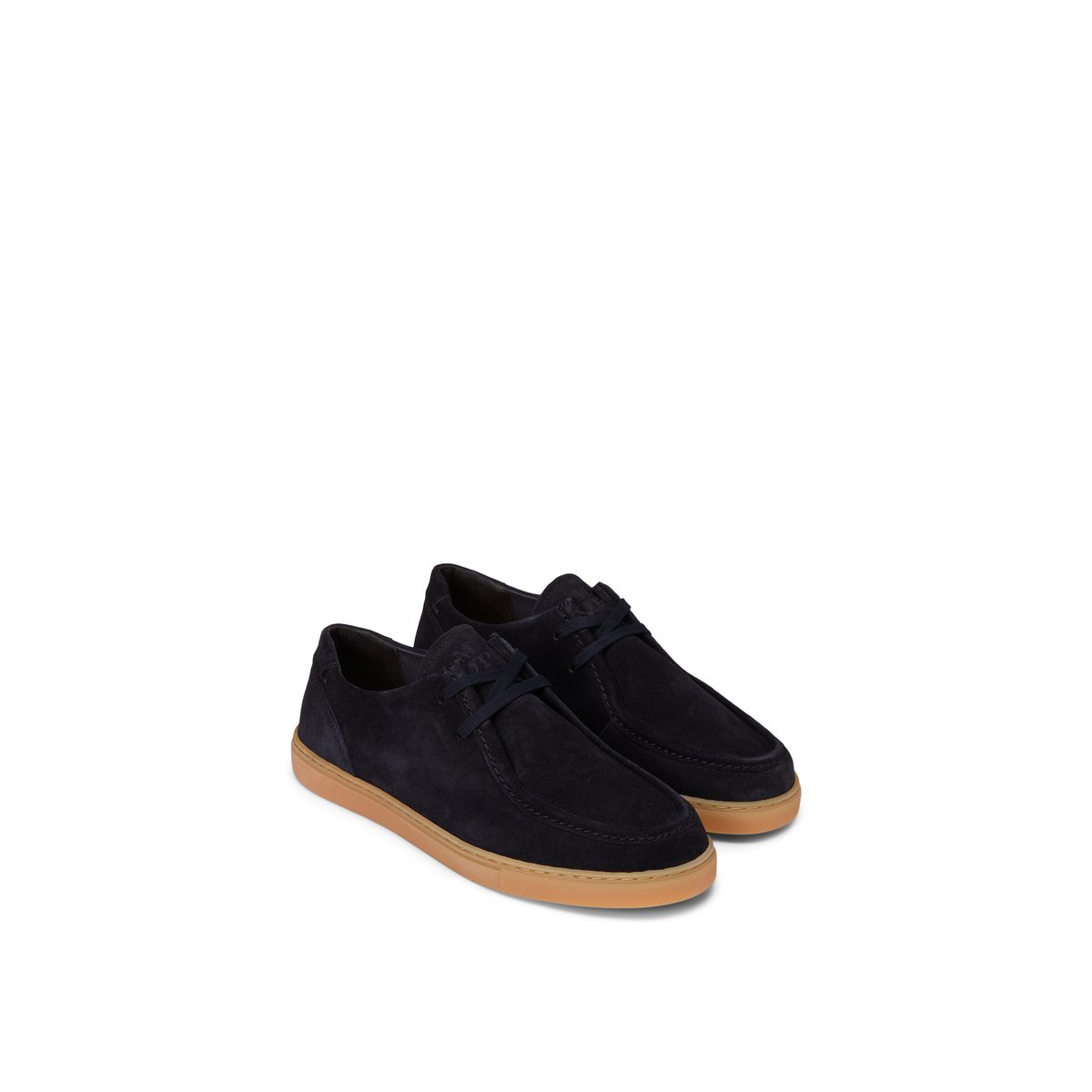 Mocassins modèle à carreaux style wallabee en cuir velours bleu fonce, MARC O'POLO