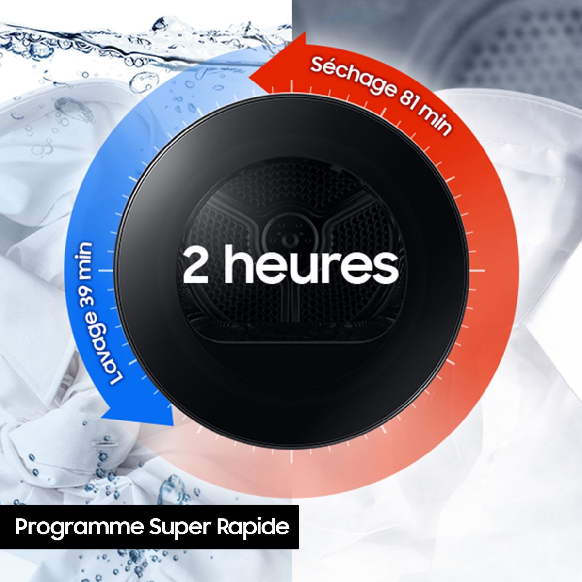 Sèche linge pompe à chaleur DV90BB7445GWS3 - 9kg - Idéal famille & Séchage super rapide & Bespoke AI blanc, SAMSUNG