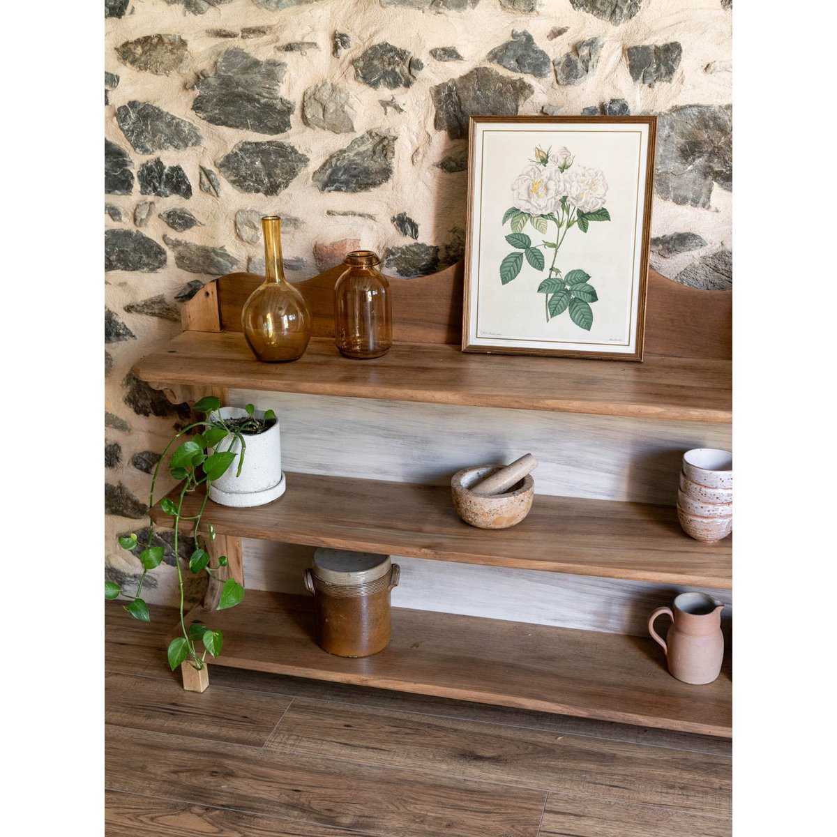Grande étagère en noyer Gaëlle N°880 - Bon état bois clair, DEBONGOUT