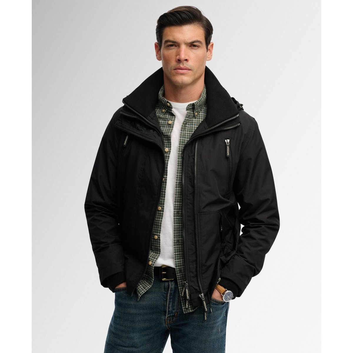 Veste Coupe-vent Mountain à Capuche noir, SUPERDRY