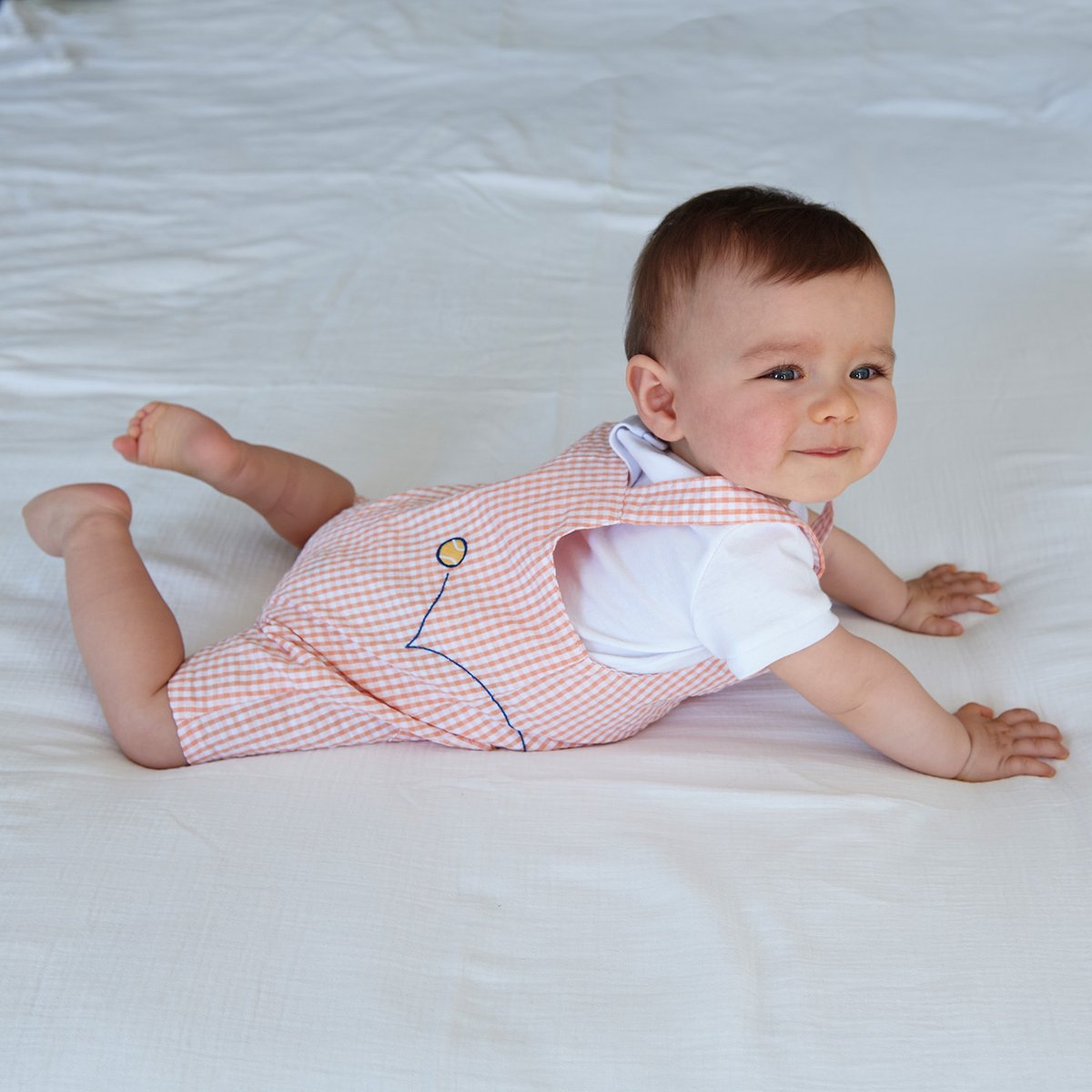 Tee shirt salopette geoffroy court naissance orange, SUCRE D'ORGE