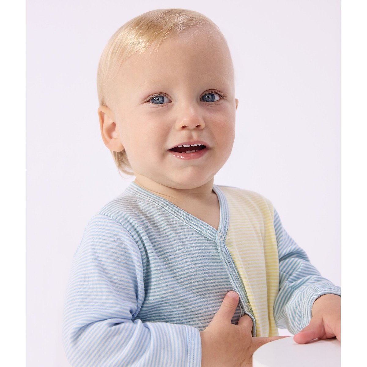 Striped Print Cotton Sleepsuit multi-coloured striped, PETIT BATEAU