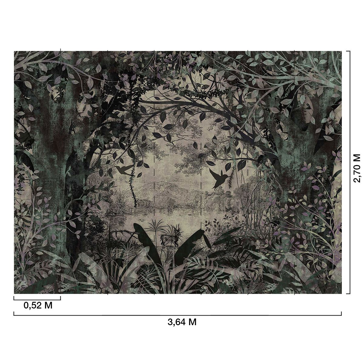 Papier peint panoramique arbre paysage ancien intissé, HEXOA