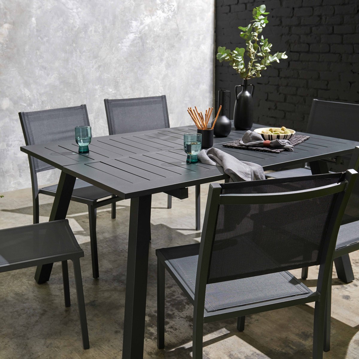 Lot de 2 chaises d'extérieur en aluminium et textilène, NICE gris, OVIALA