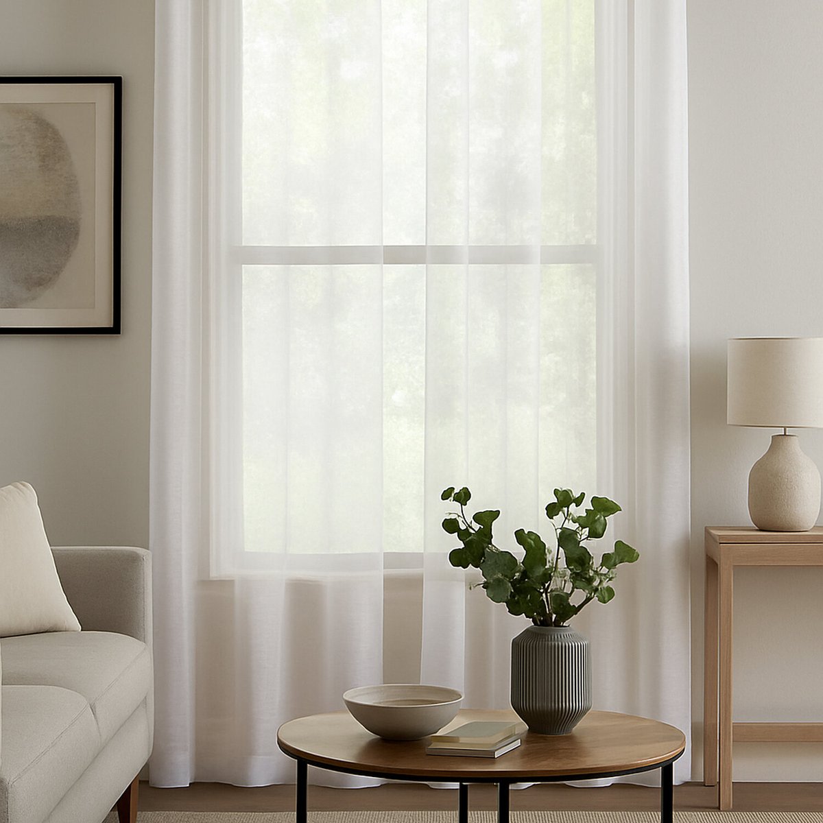 2 Rideaux Voile Touch Fantaisie blanc, LES ATELIERS DU LINGE